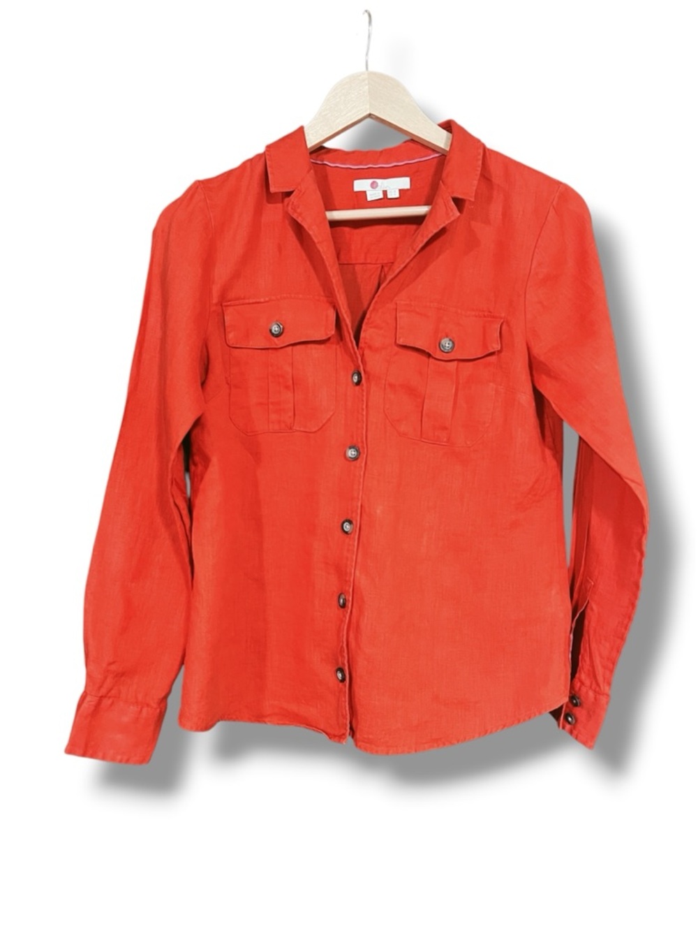 Boden Bright Coral Orange Button-Front Shirt